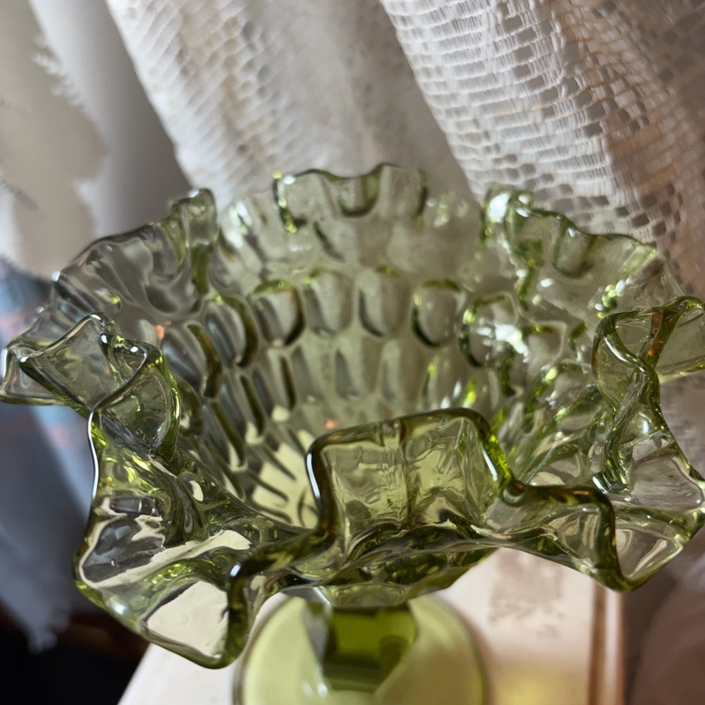 Vintage Fenton Green Thumbprint Compote 🌿 - Picture 5 of 5